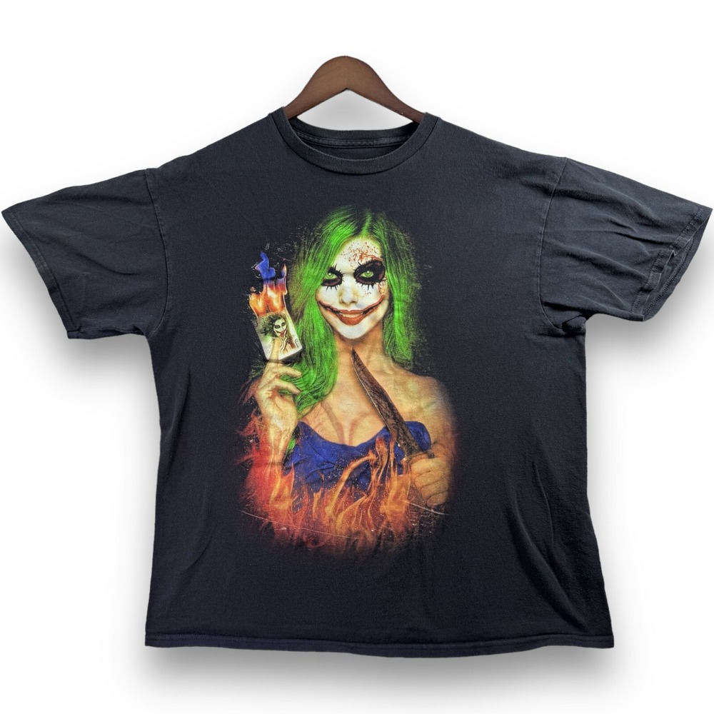 DC Comics Harley Quinn Joker T Shirt Black XL Crew Neck Short Sleeve Graphic Tee